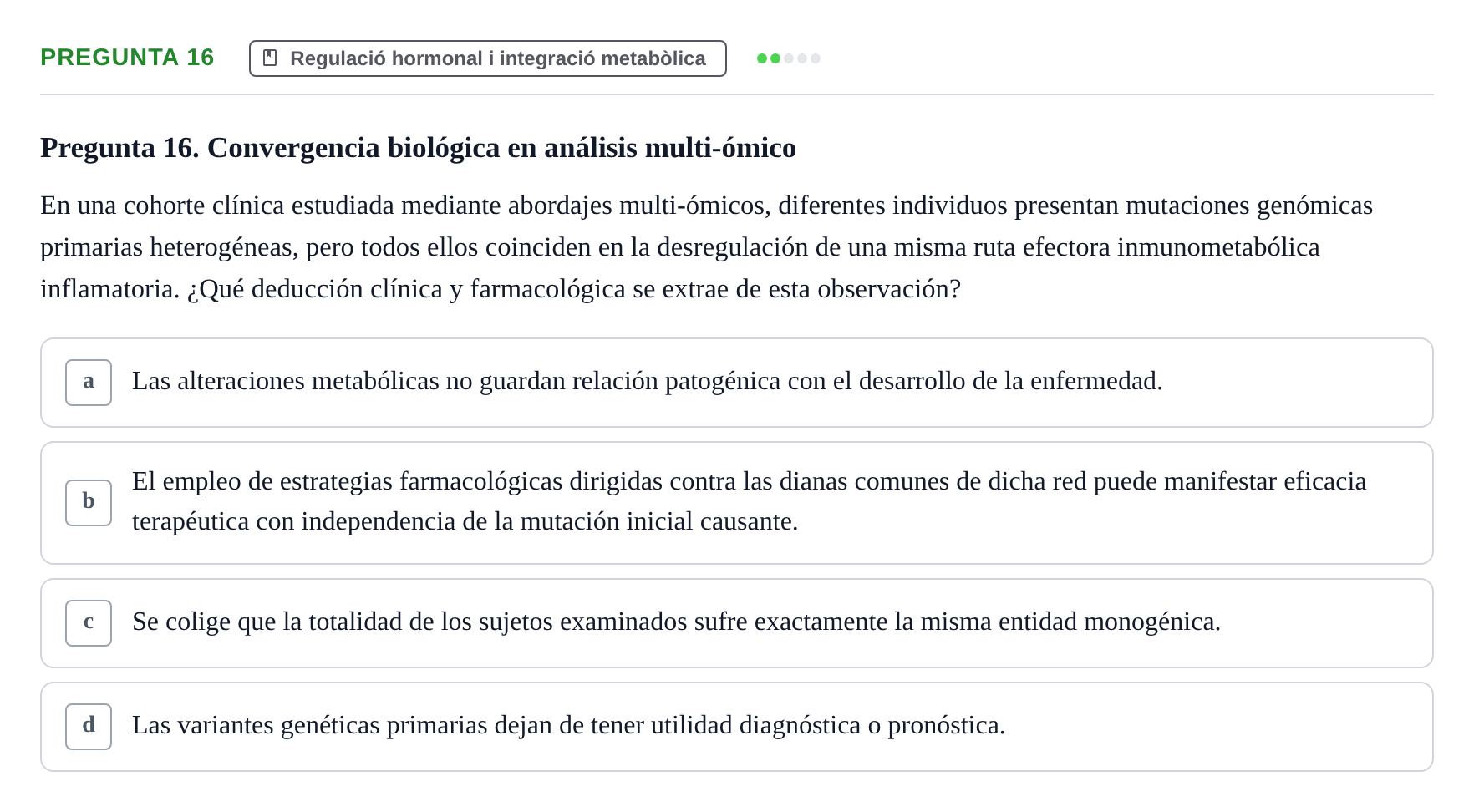 Enunciado: Pregunta 16