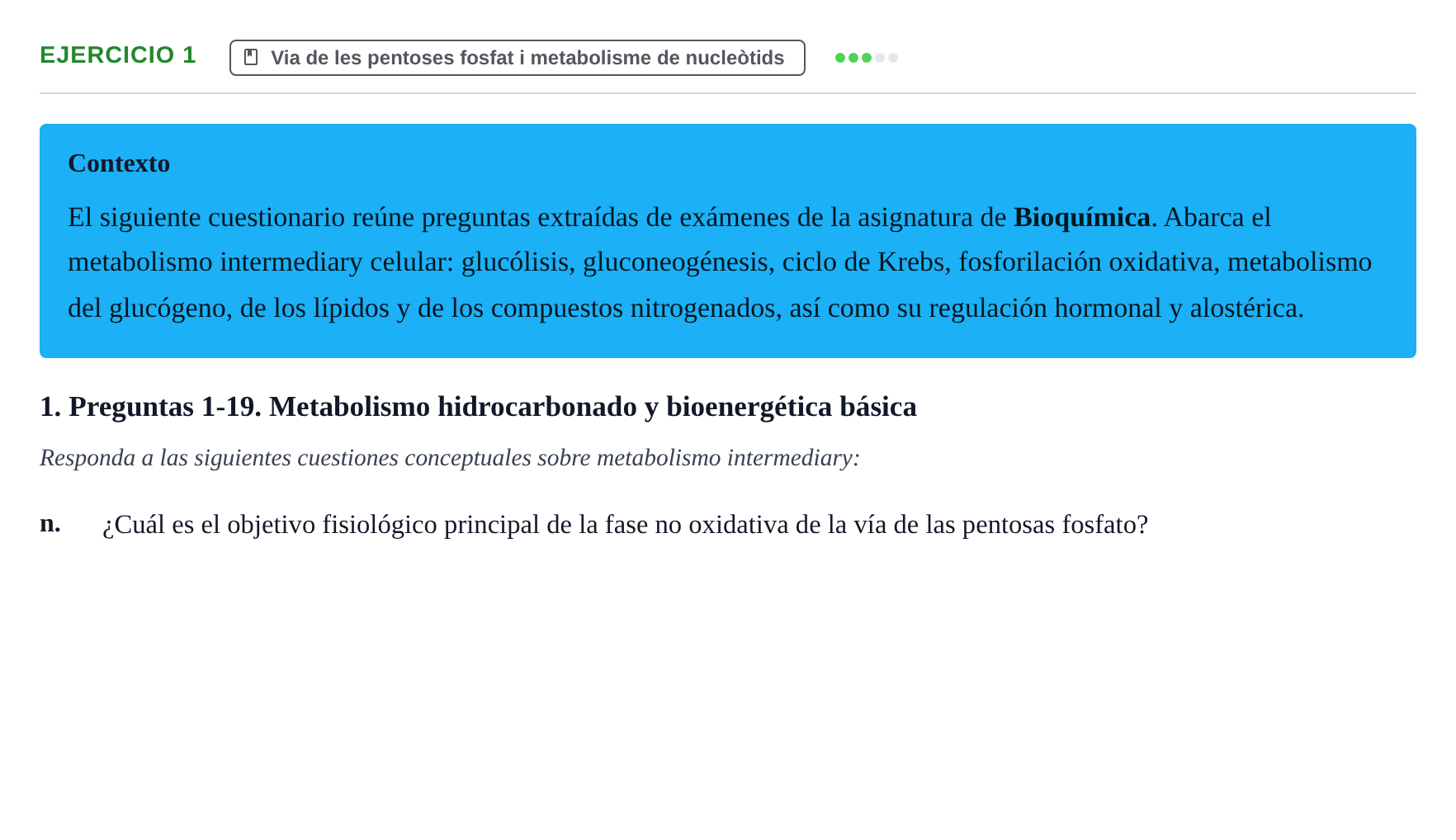 Enunciado: Ejercicio 1 - Via de les pentoses fosfat i metabolisme de n… · Bioquímica URV Examen de Bioquímica: Cuestiones de Metabolismo y Bioenergética