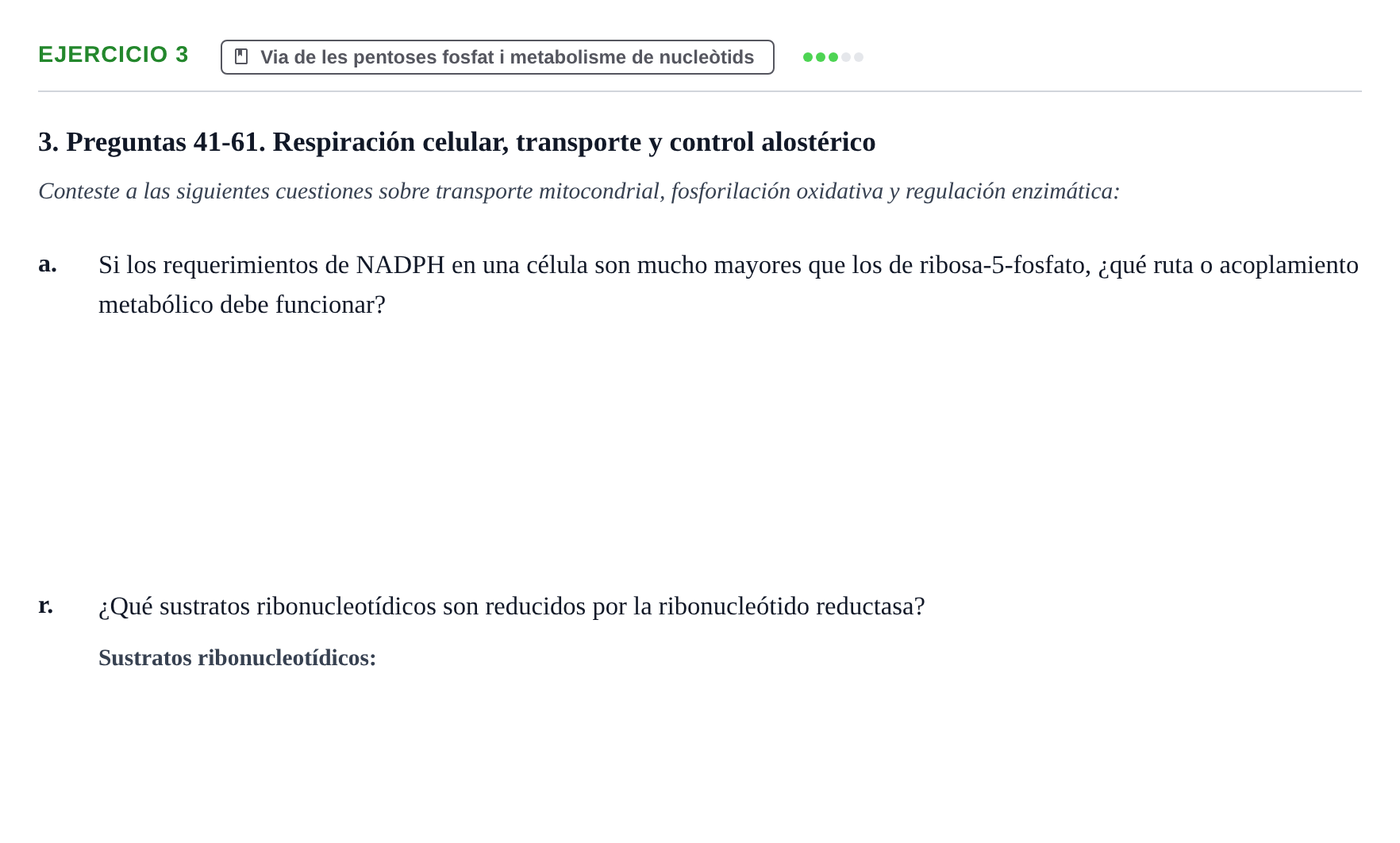 Enunciado: Ejercicio 3 - Via de les pentoses fosfat i metabolisme de n… · Bioquímica URV Examen de Bioquímica: Cuestiones de Metabolismo y Bioenergética