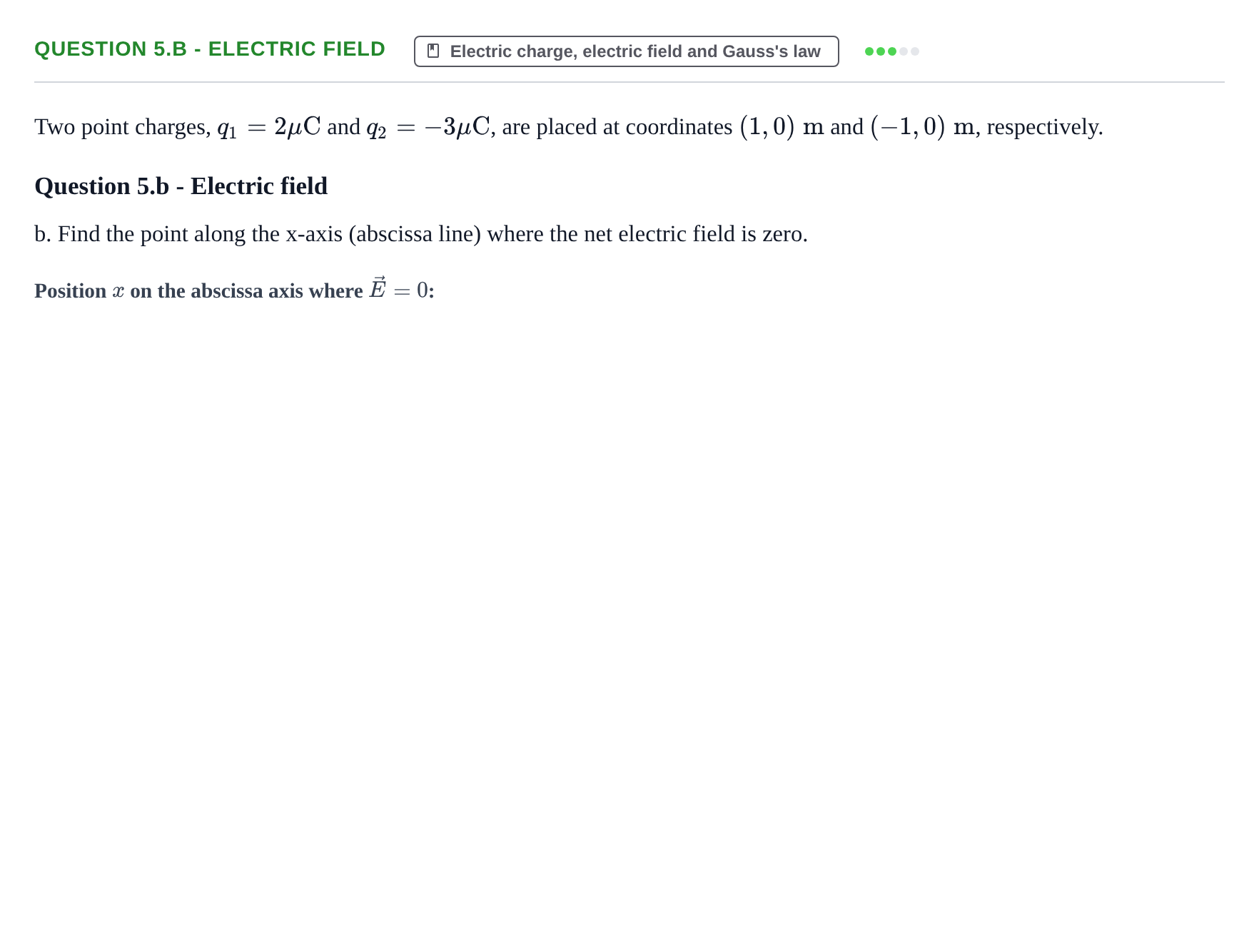 Enunciado: Question 5.b - Electric field · Física II URV 2022