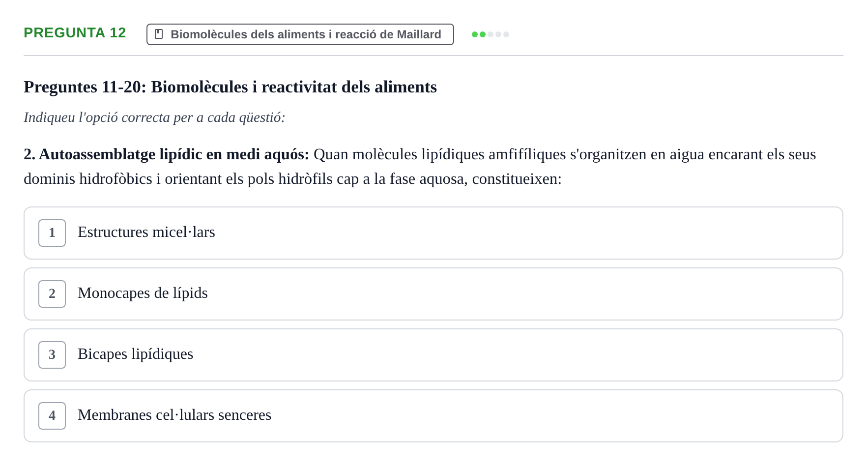 Enunciado: Pregunta 12 · Química i Física Aplicada URV Examen de Química (1a Convocatòria)