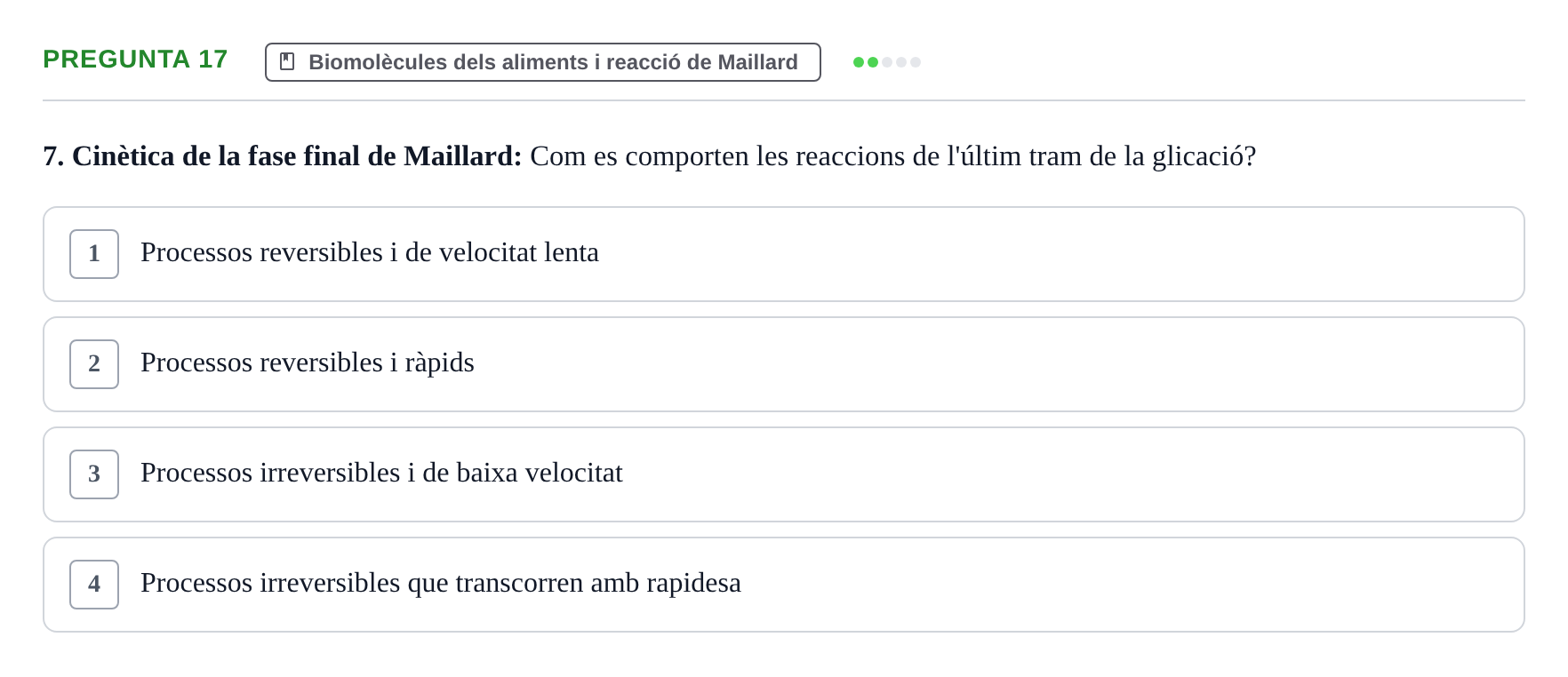 Enunciado: Pregunta 17 · Química i Física Aplicada URV Examen de Química (1a Convocatòria)