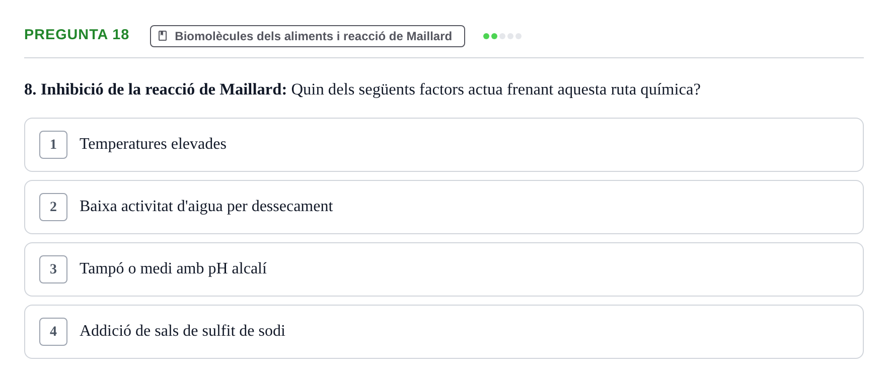 Enunciado: Pregunta 18 · Química i Física Aplicada URV Examen de Química (1a Convocatòria)
