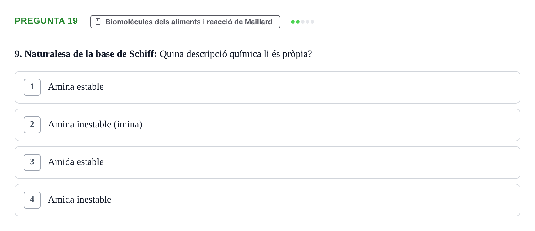 Enunciado: Pregunta 19 · Química i Física Aplicada URV Examen de Química (1a Convocatòria)