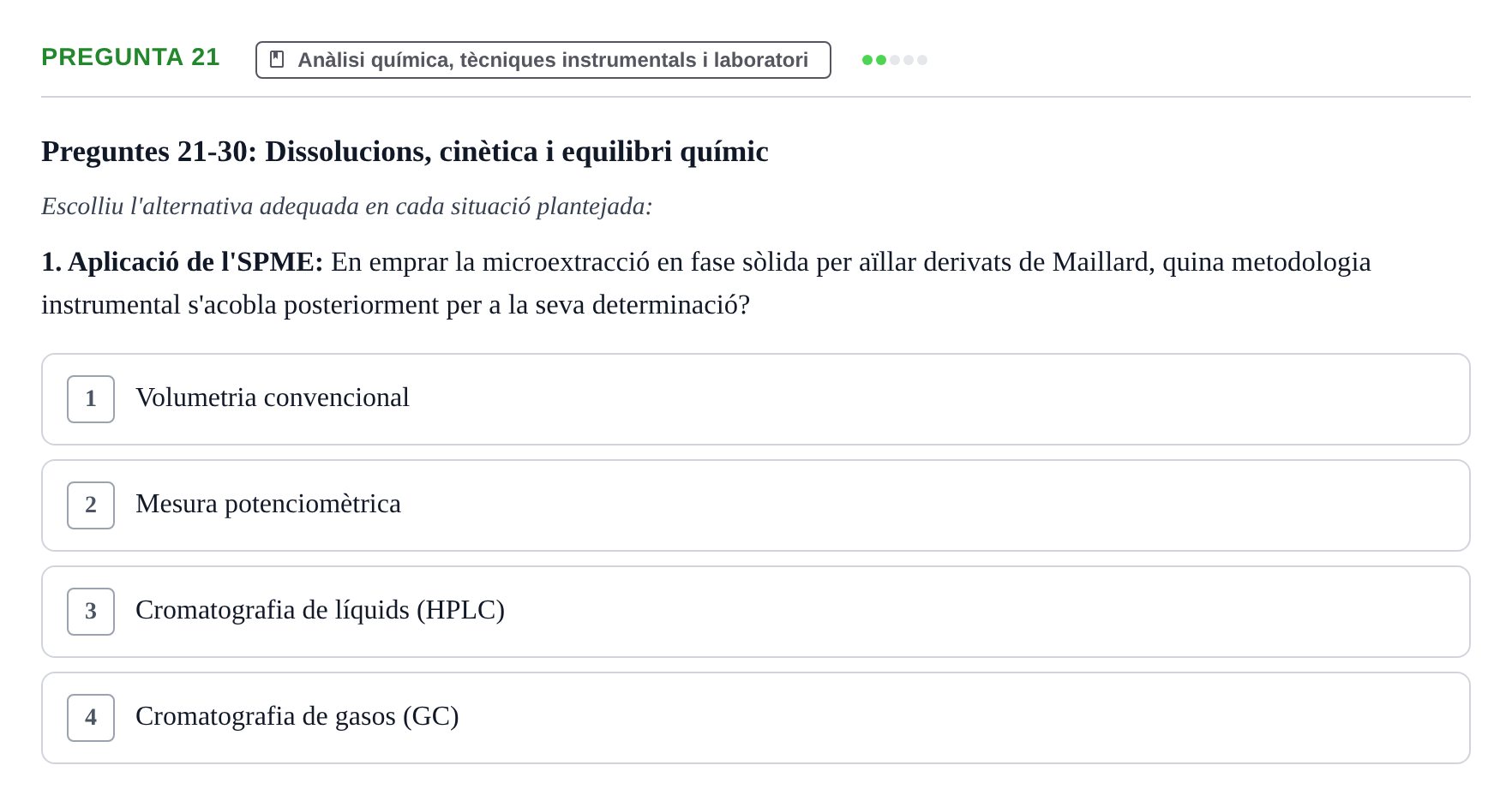 Enunciado: Pregunta 21 · Química i Física Aplicada URV Examen de Química (1a Convocatòria)