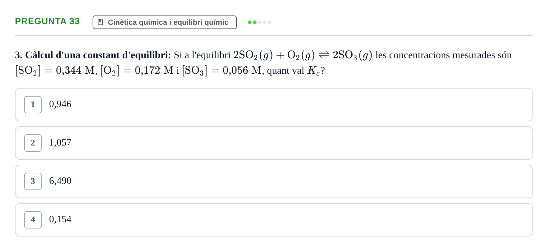 Enunciado: Pregunta 33 · Química i Física Aplicada URV Examen de Química (1a Convocatòria)