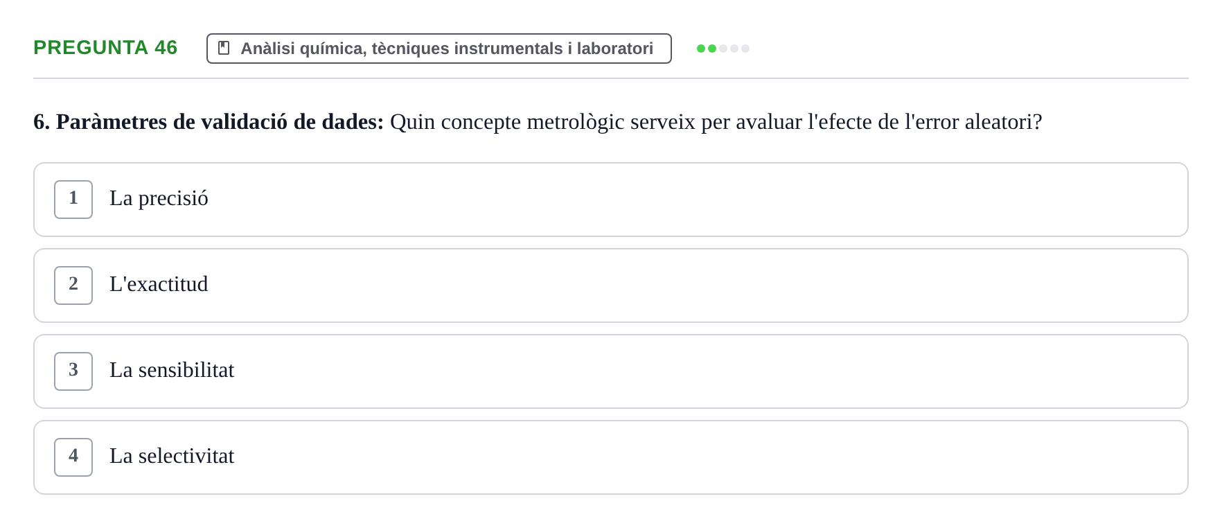 Enunciado: Pregunta 46 · Química i Física Aplicada URV Examen de Química (1a Convocatòria)