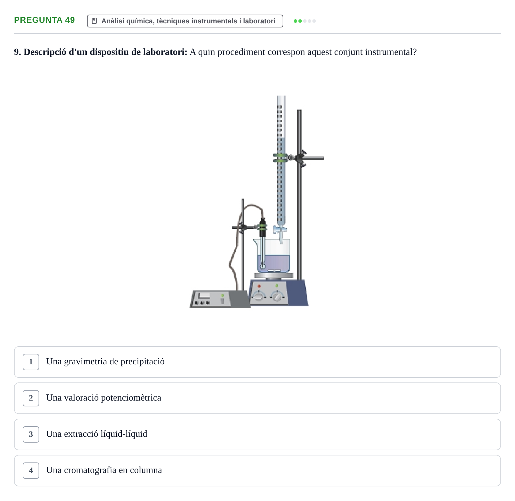 Enunciado: Pregunta 49 · Química i Física Aplicada URV Examen de Química (1a Convocatòria)