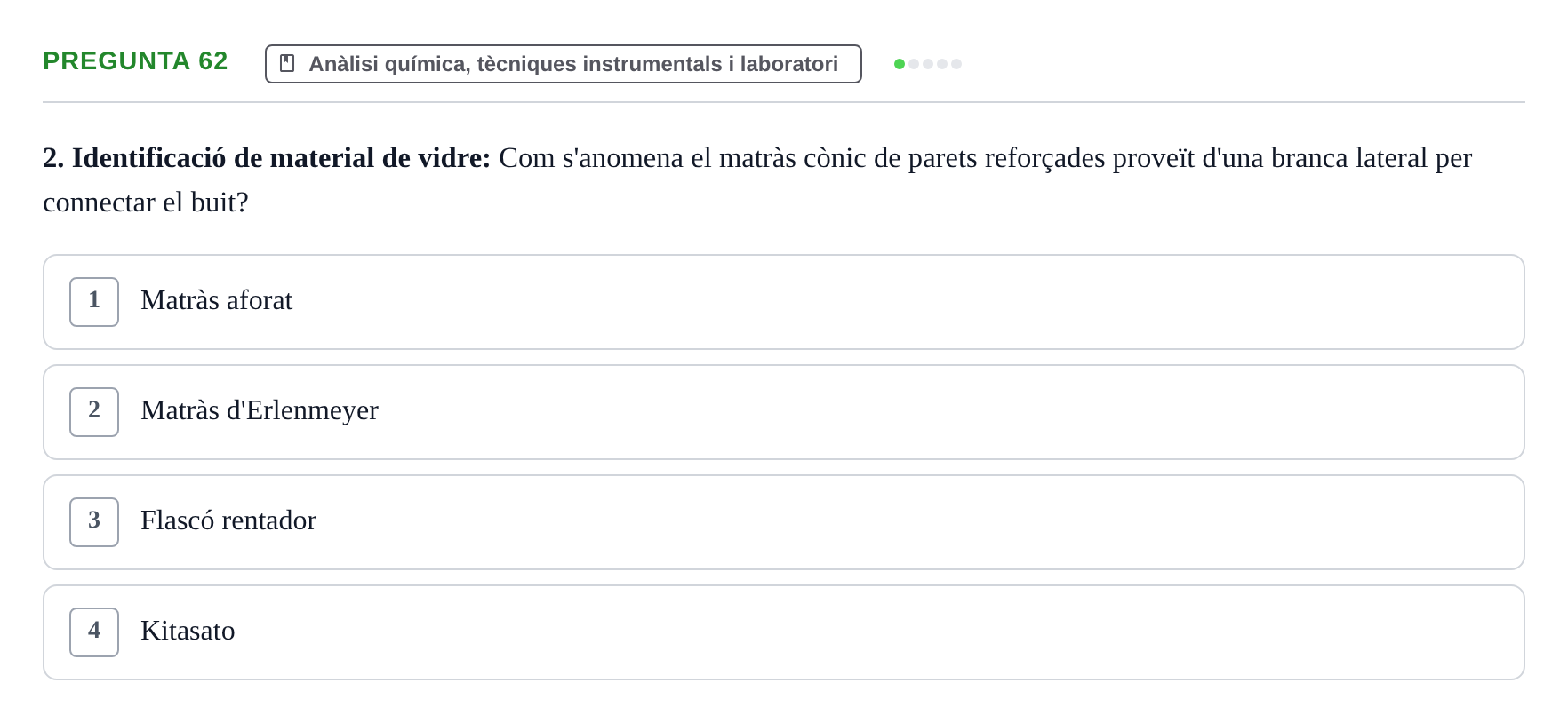 Enunciado: Pregunta 62 · Química i Física Aplicada URV Examen de Química (1a Convocatòria)