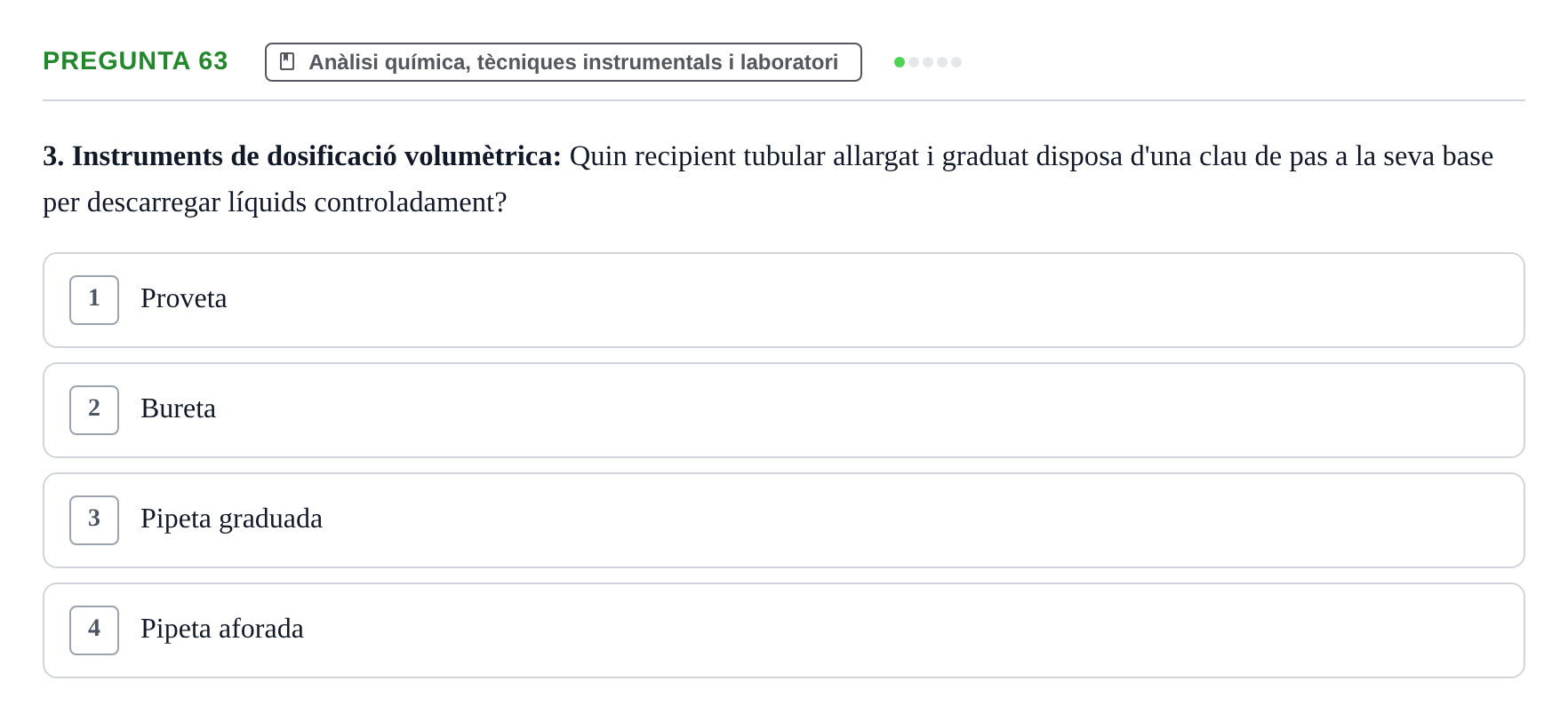 Enunciado: Pregunta 63 · Química i Física Aplicada URV Examen de Química (1a Convocatòria)
