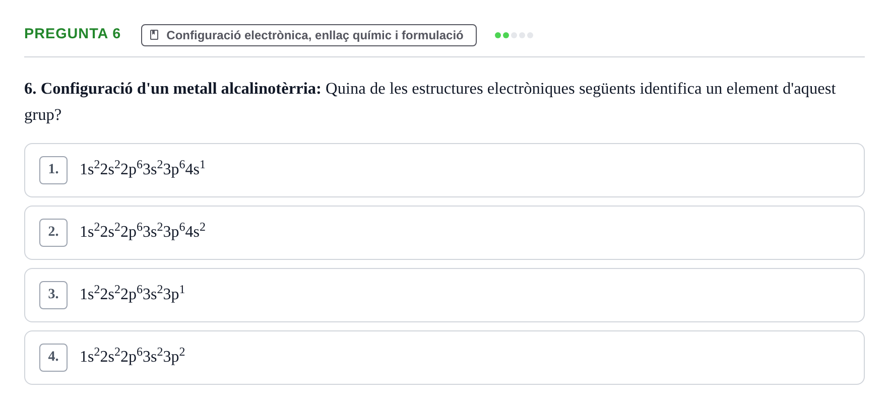Enunciado: Pregunta 6 · Química i Física Aplicada URV Examen de Química (1a Convocatòria)