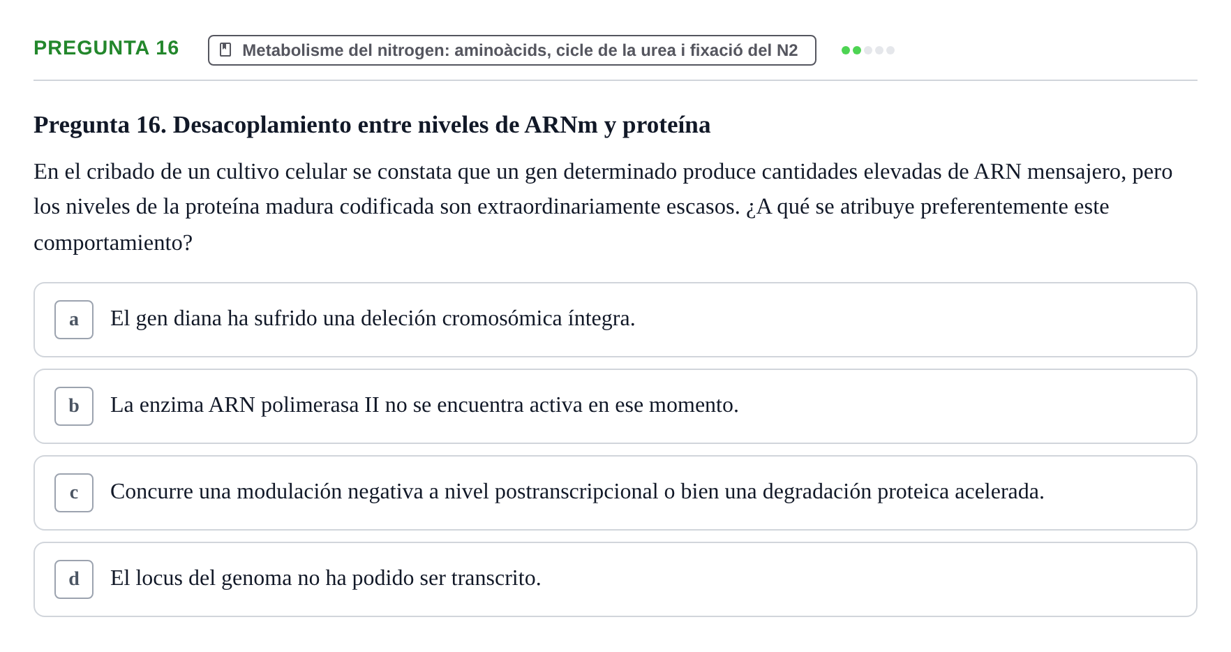 Enunciado: Pregunta 16