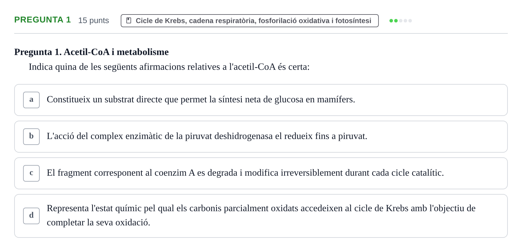 Enunciado: Pregunta 1 · Bioquímica URV 2017