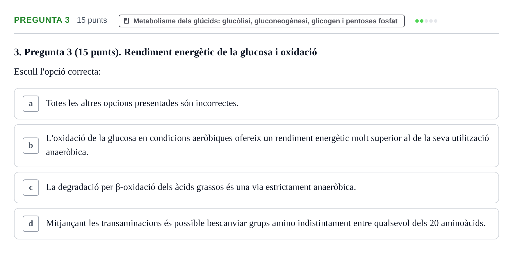 Enunciado: Pregunta 3 · Bioquímica URV 2017