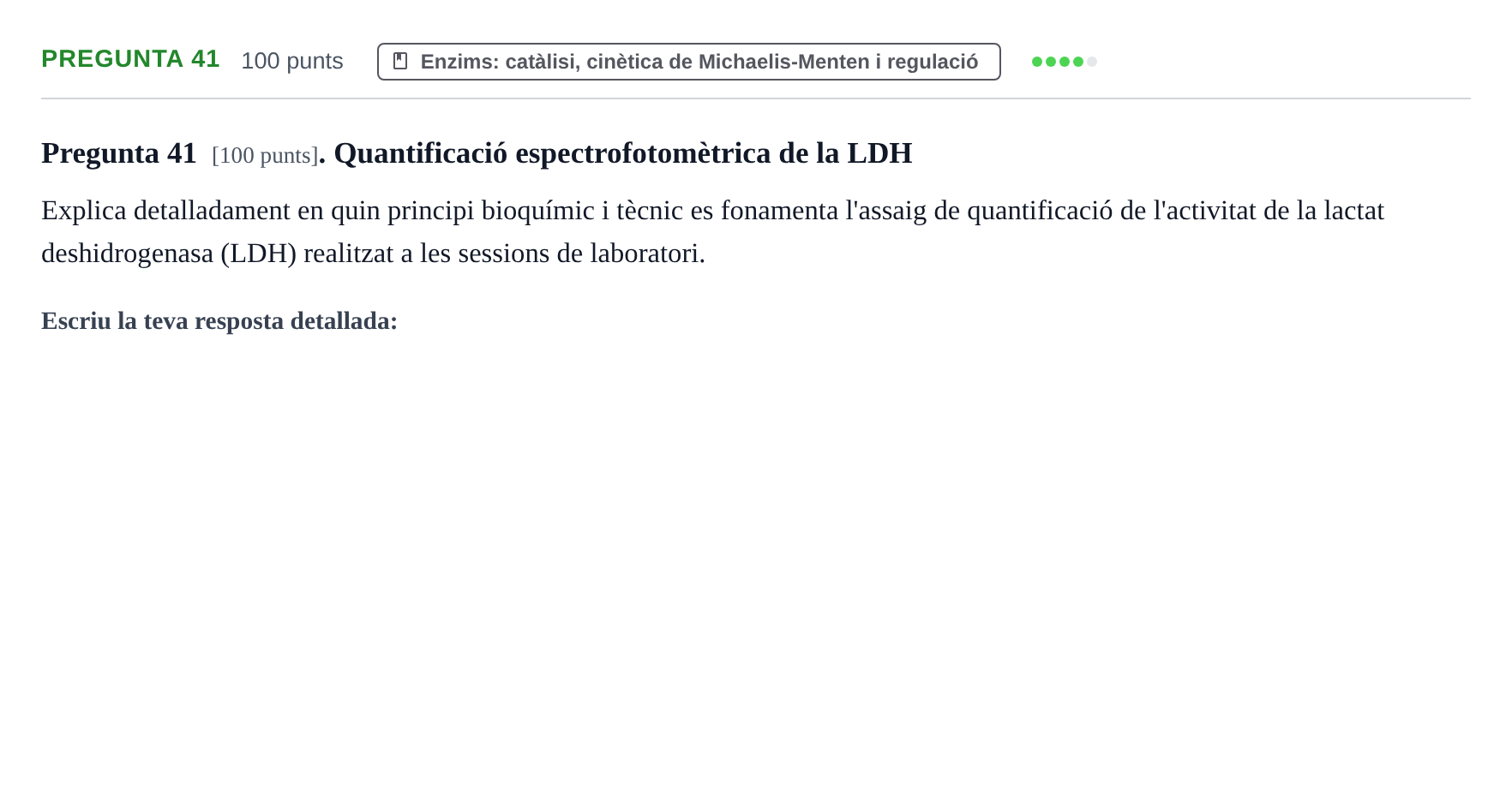 Enunciado: Pregunta 41 · Bioquímica URV 2017