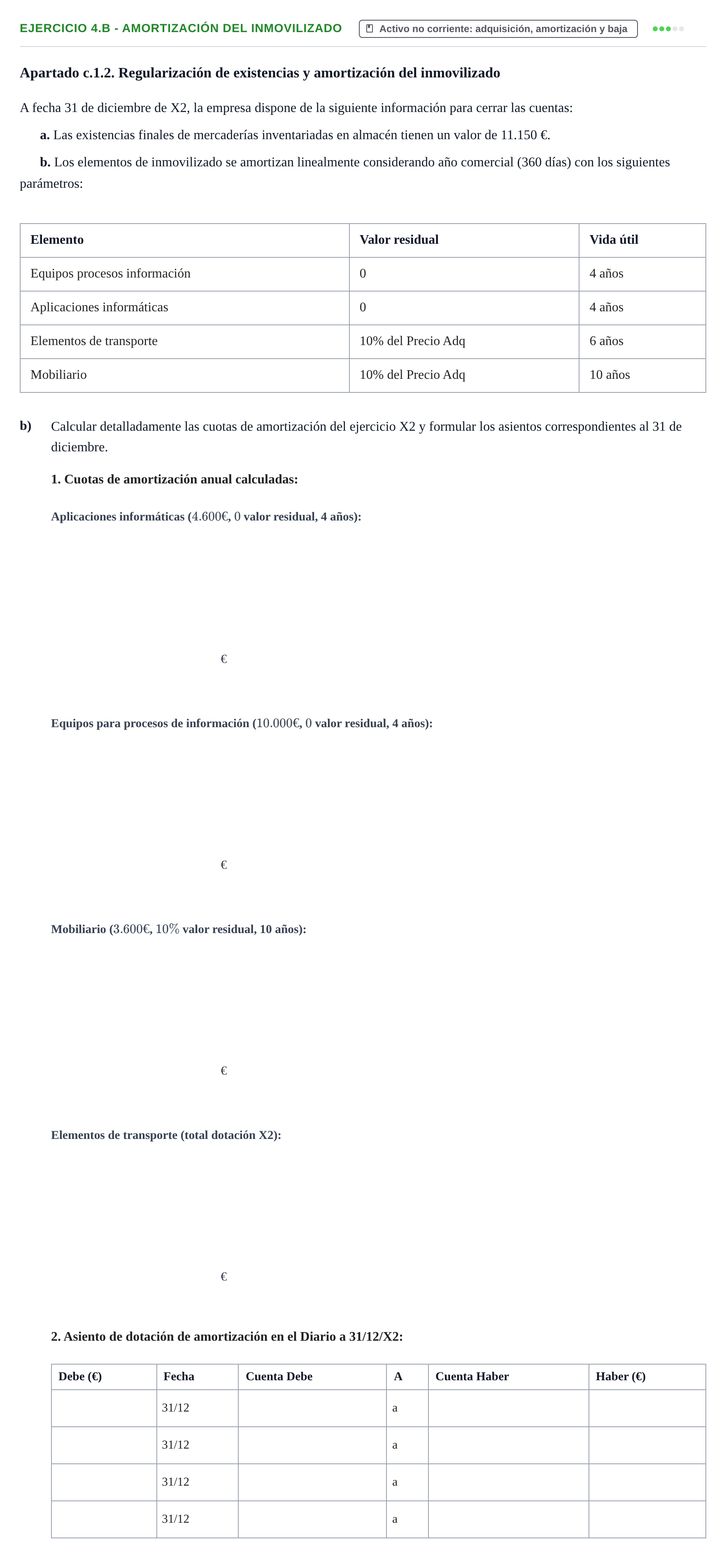 Enunciado: 4.b - Amortización del inmovilizado