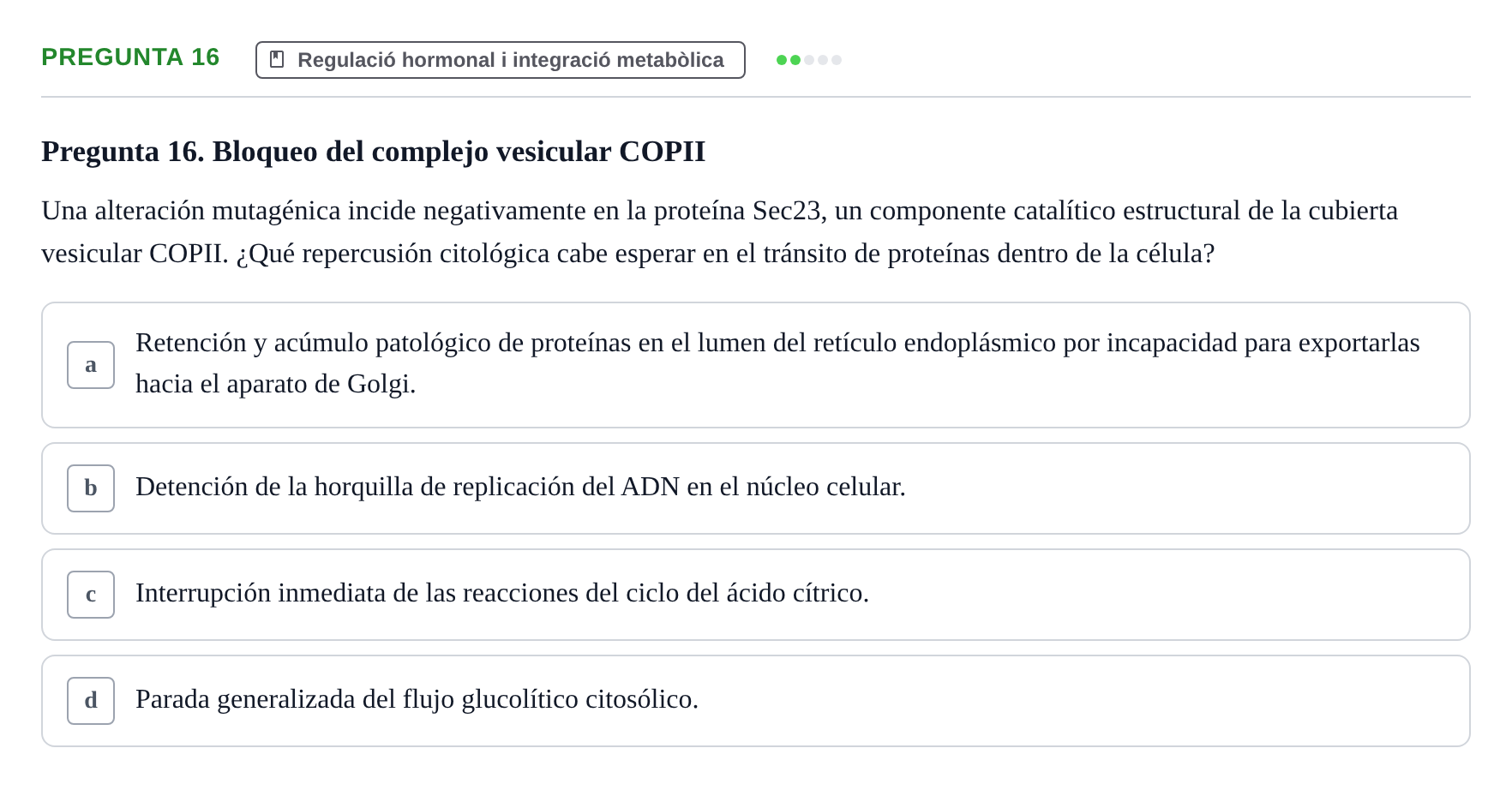 Enunciado: Pregunta 16