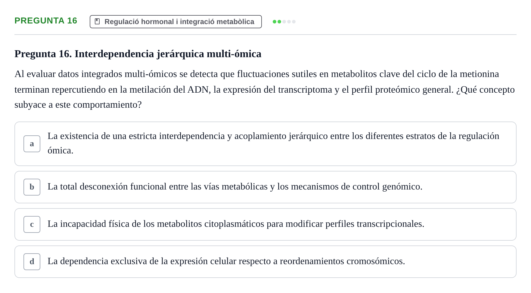 Enunciado: Pregunta 16