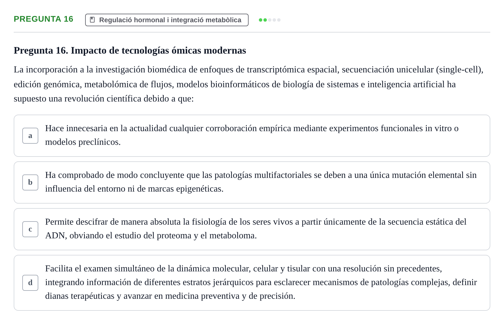 Enunciado: Pregunta 16