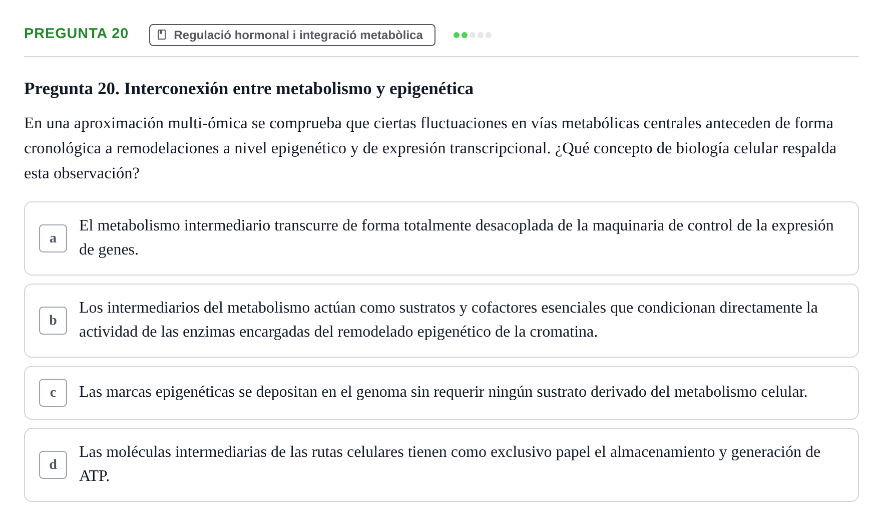 Enunciado: Pregunta 20