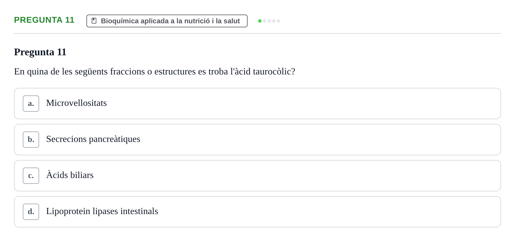 Enunciado: Pregunta 11 · Bioquímica i Biologia Molecular URV 2015