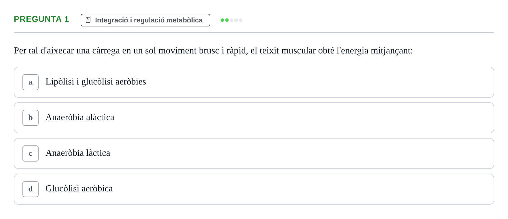 Enunciado: Pregunta 1 · Bioquímica i Biologia Molecular URV 2015