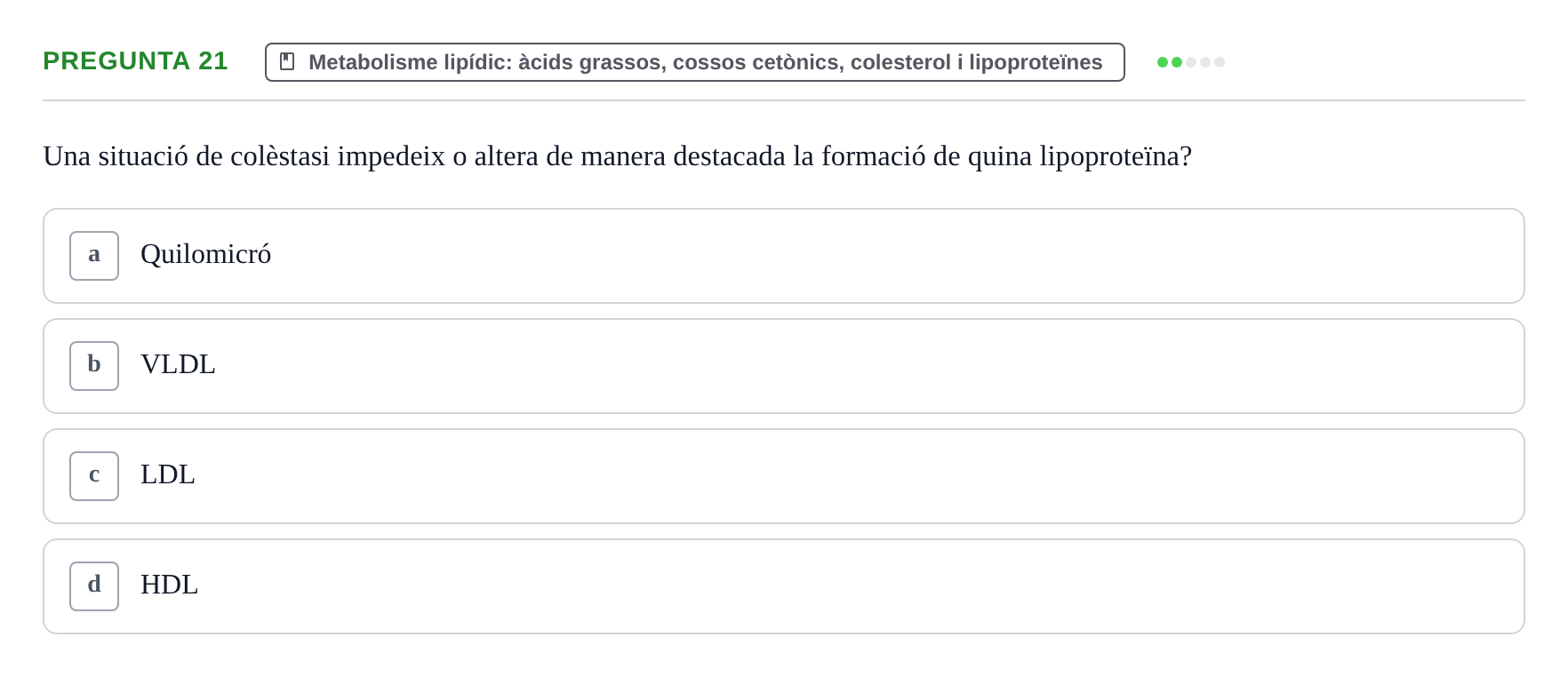 Enunciado: Pregunta 21 · Bioquímica i Biologia Molecular URV 2015