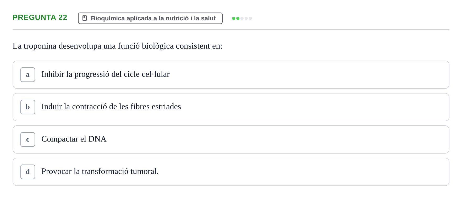 Enunciado: Pregunta 22 · Bioquímica i Biologia Molecular URV 2015
