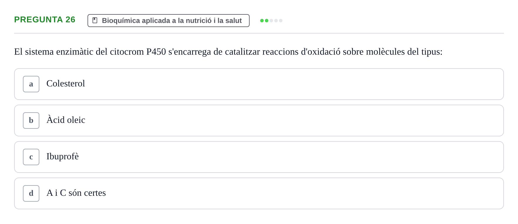 Enunciado: Pregunta 26 · Bioquímica i Biologia Molecular URV 2015