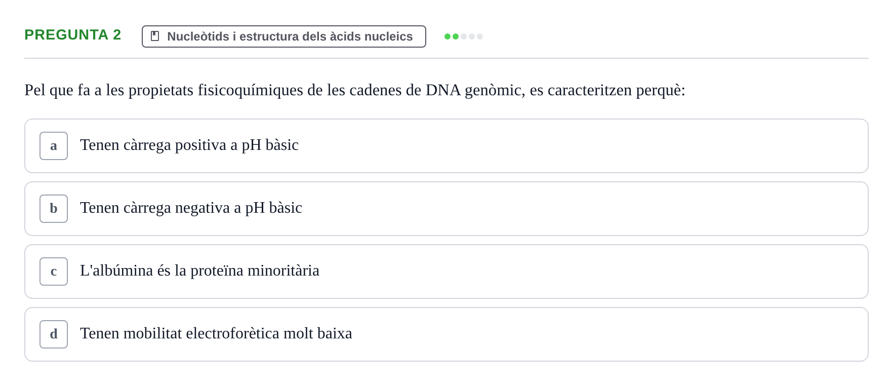 Enunciado: Pregunta 2 · Bioquímica i Biologia Molecular URV 2015
