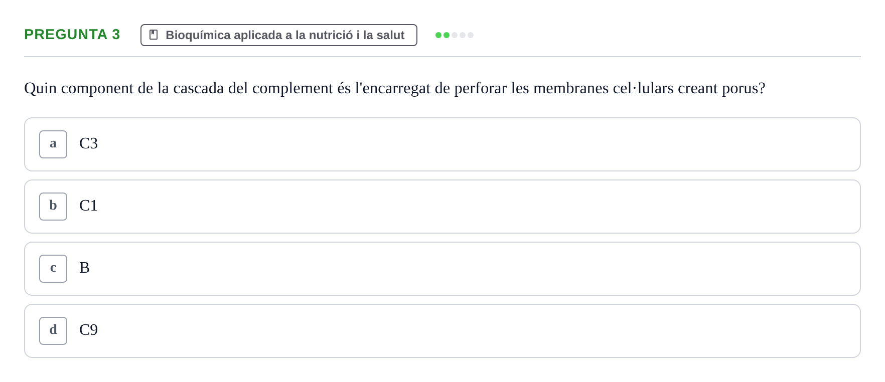 Enunciado: Pregunta 3 · Bioquímica i Biologia Molecular URV 2015