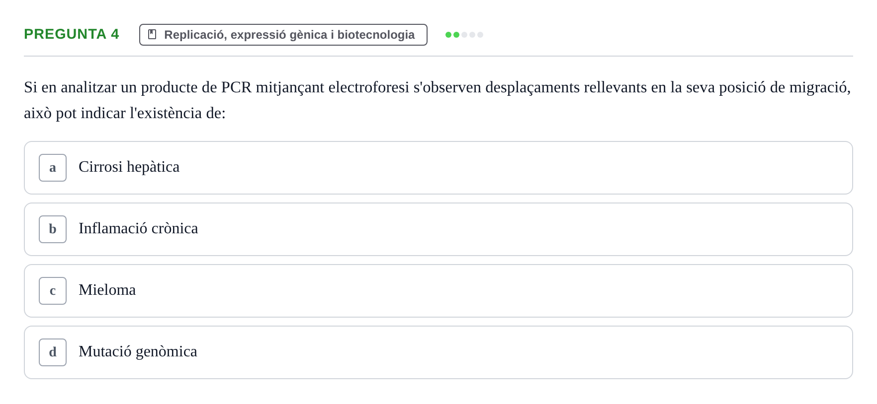 Enunciado: Pregunta 4 · Bioquímica i Biologia Molecular URV 2015