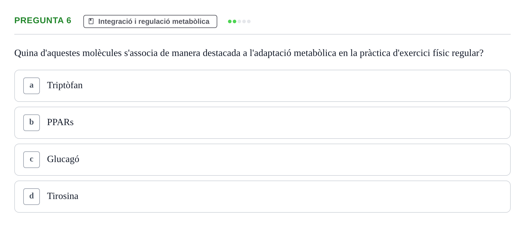 Enunciado: Pregunta 6 · Bioquímica i Biologia Molecular URV 2015