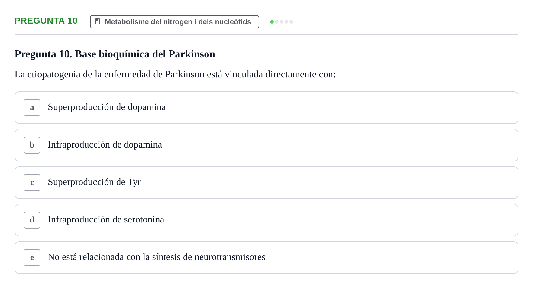 Enunciado: Pregunta 10 · Bioquímica i Biologia Molecular URV 2014