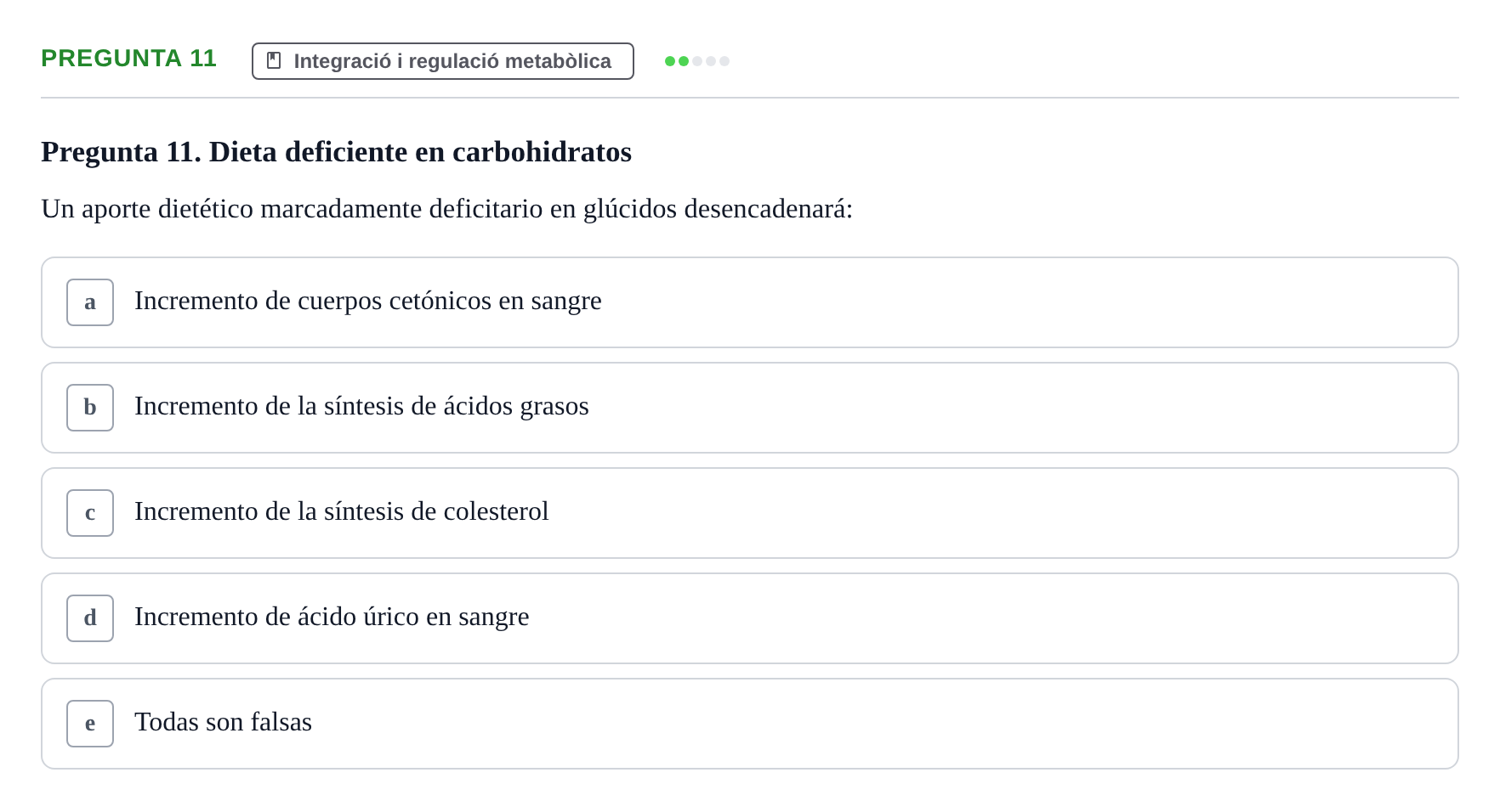 Enunciado: Pregunta 11 · Bioquímica i Biologia Molecular URV 2014