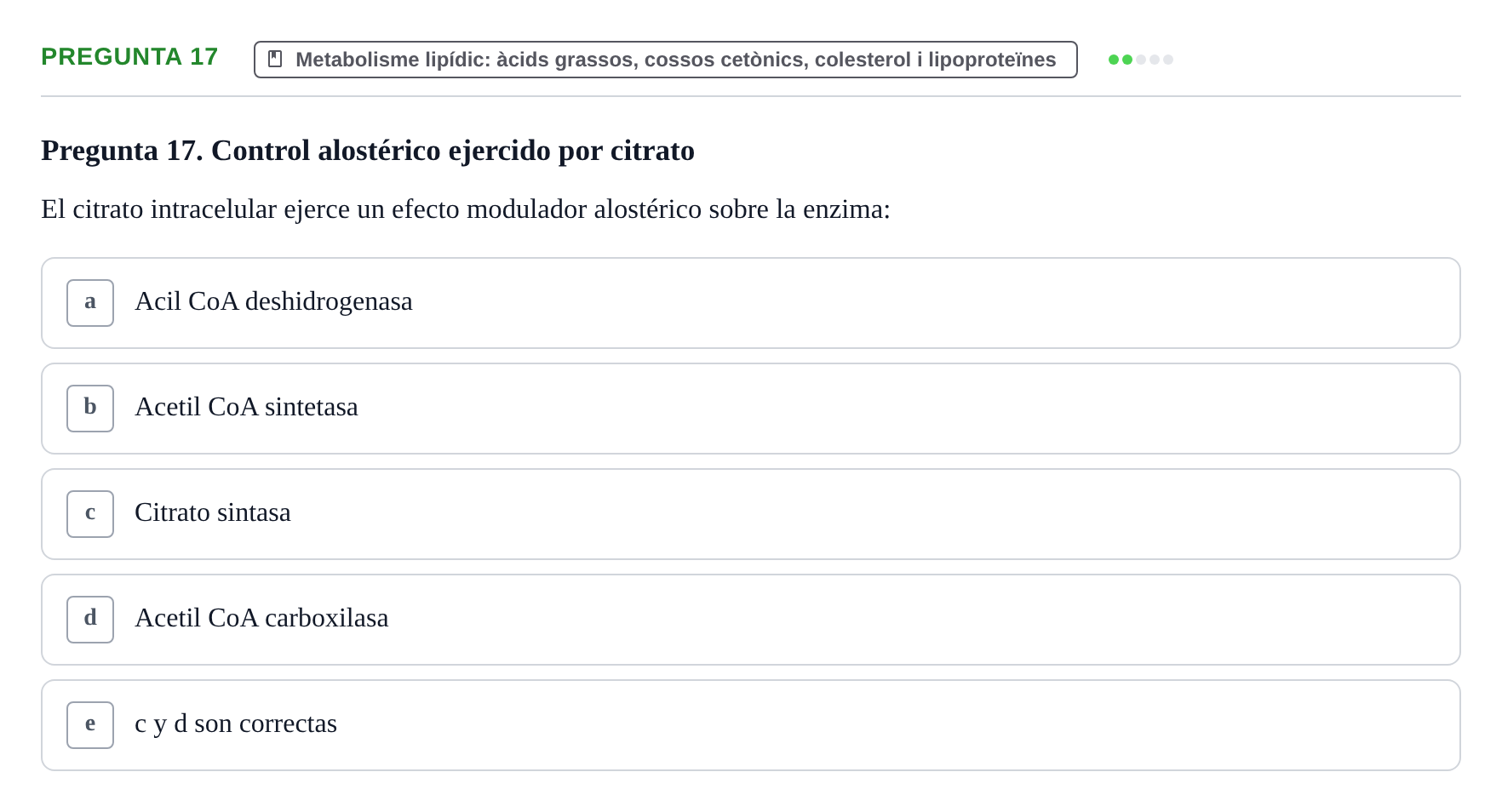 Enunciado: Pregunta 17 · Bioquímica i Biologia Molecular URV 2014