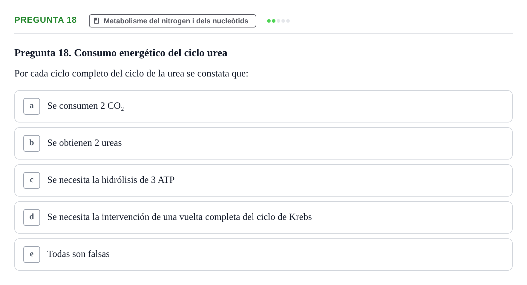 Enunciado: Pregunta 18 · Bioquímica i Biologia Molecular URV 2014