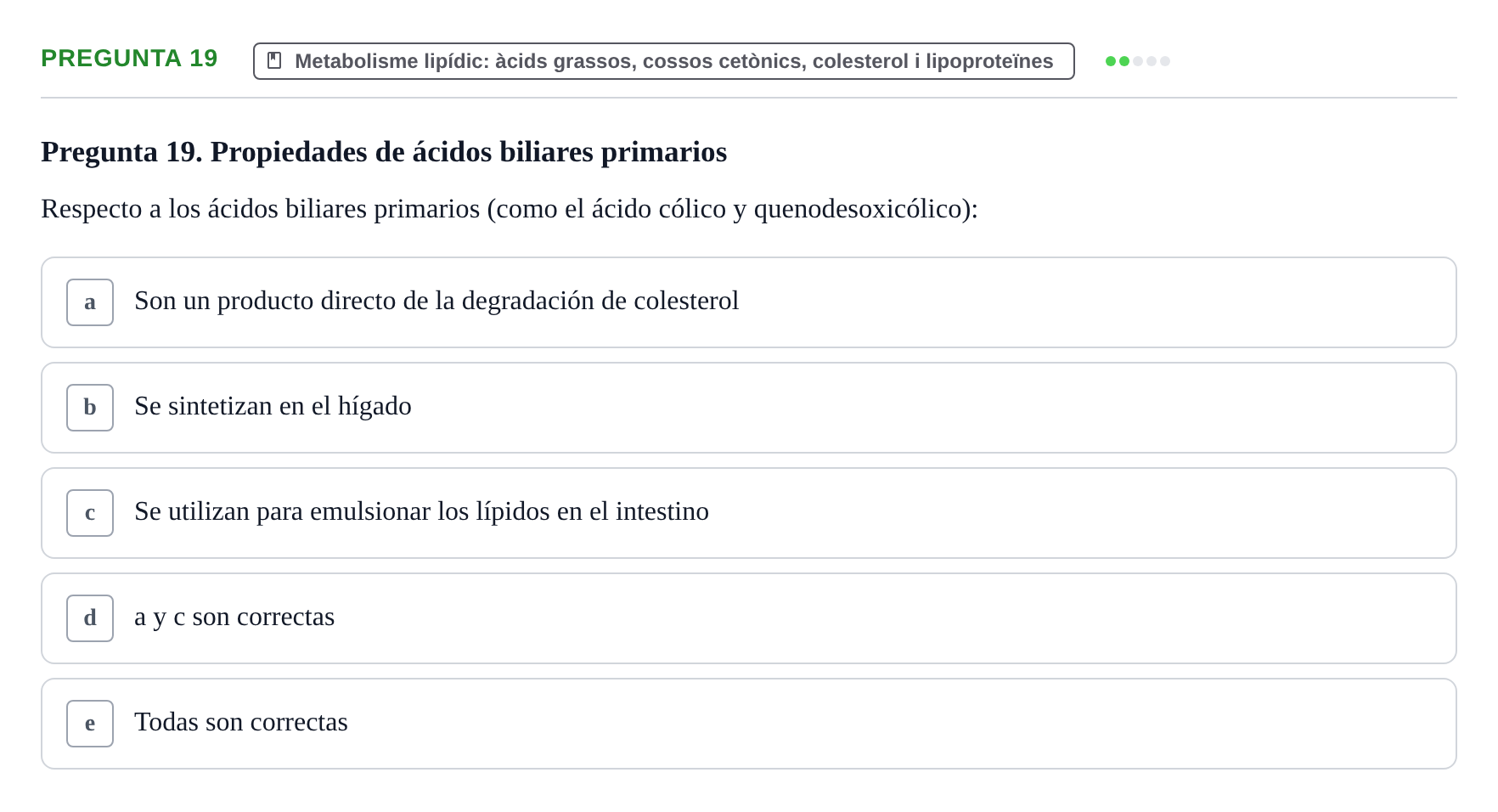 Enunciado: Pregunta 19 · Bioquímica i Biologia Molecular URV 2014