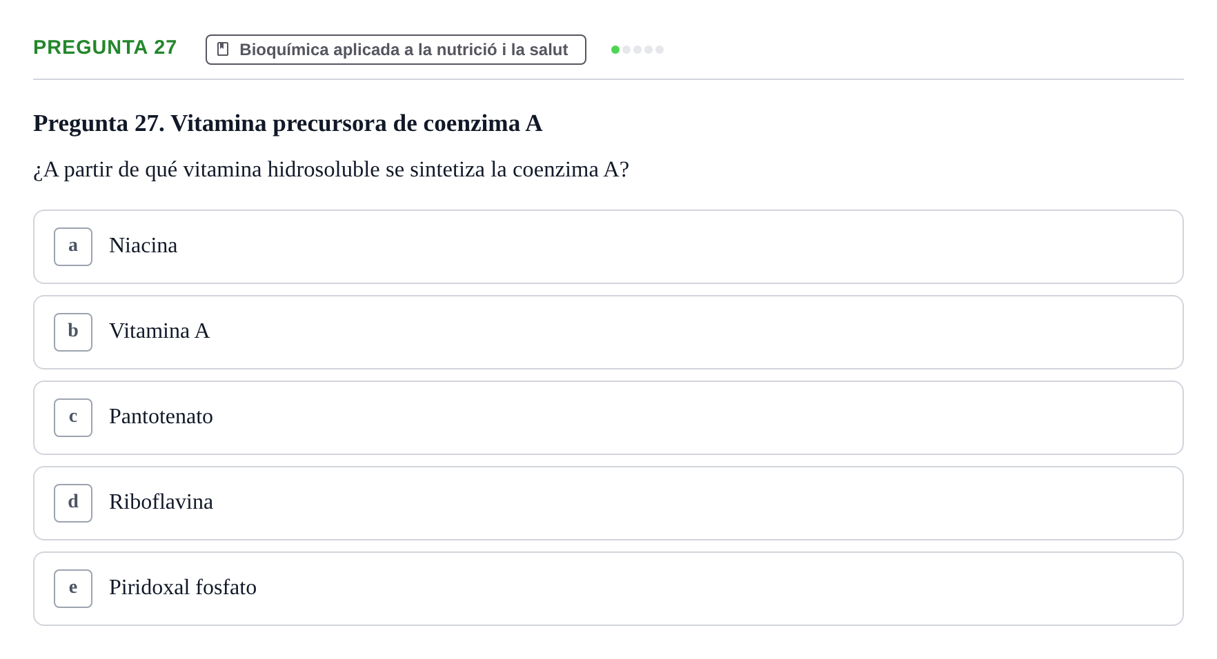 Enunciado: Pregunta 27 · Bioquímica i Biologia Molecular URV 2014