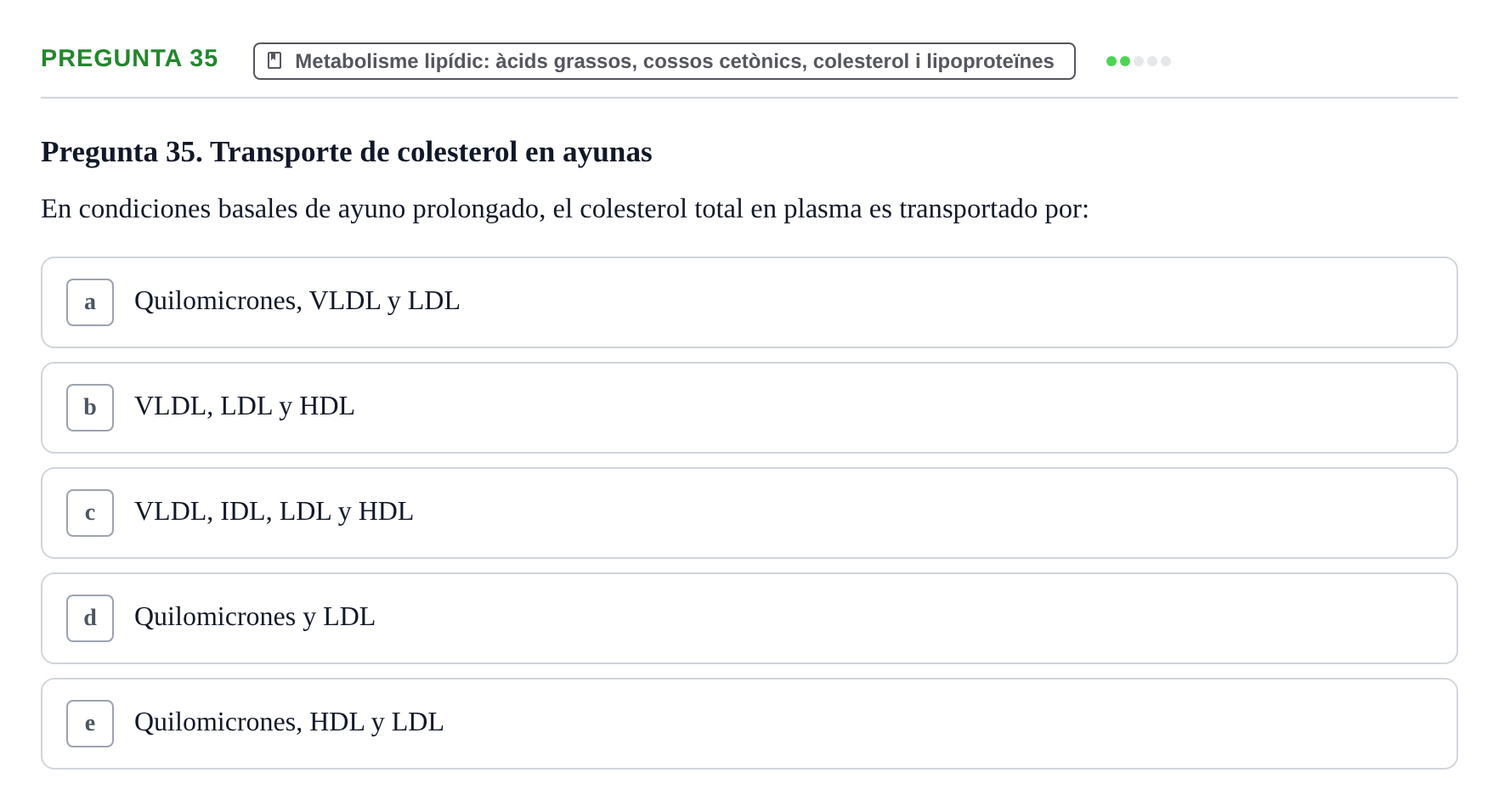 Enunciado: Pregunta 35 · Bioquímica i Biologia Molecular URV 2014