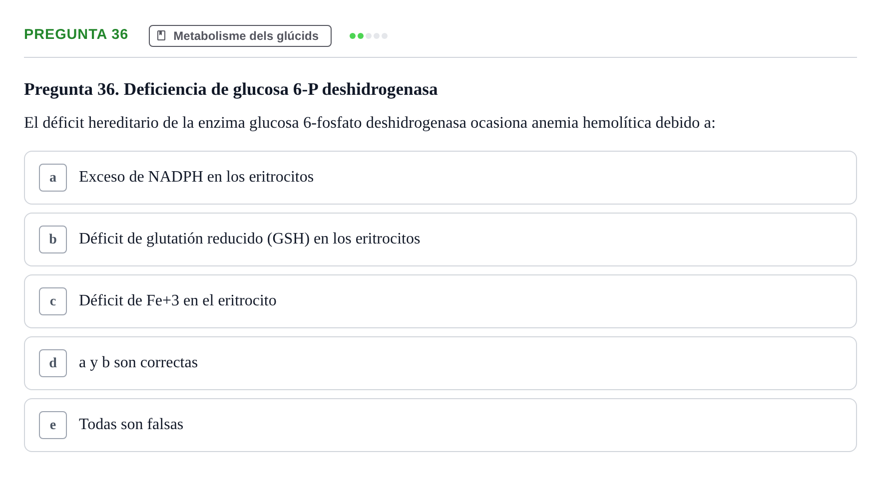 Enunciado: Pregunta 36 · Bioquímica i Biologia Molecular URV 2014
