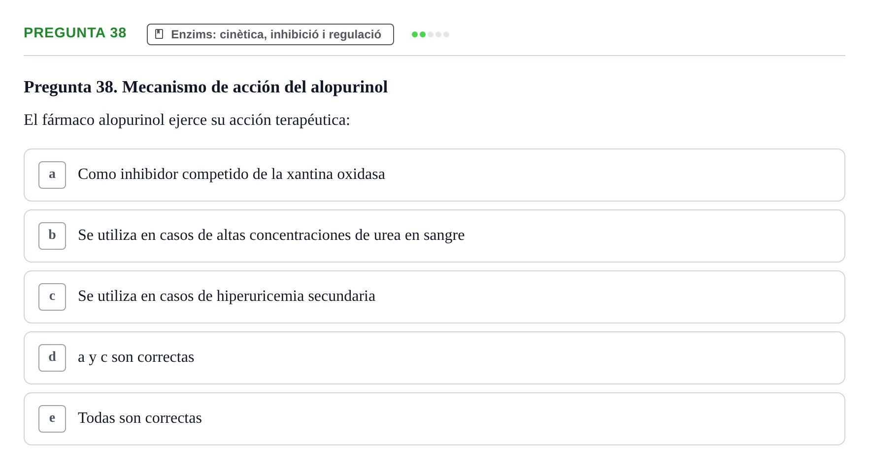 Enunciado: Pregunta 38 · Bioquímica i Biologia Molecular URV 2014