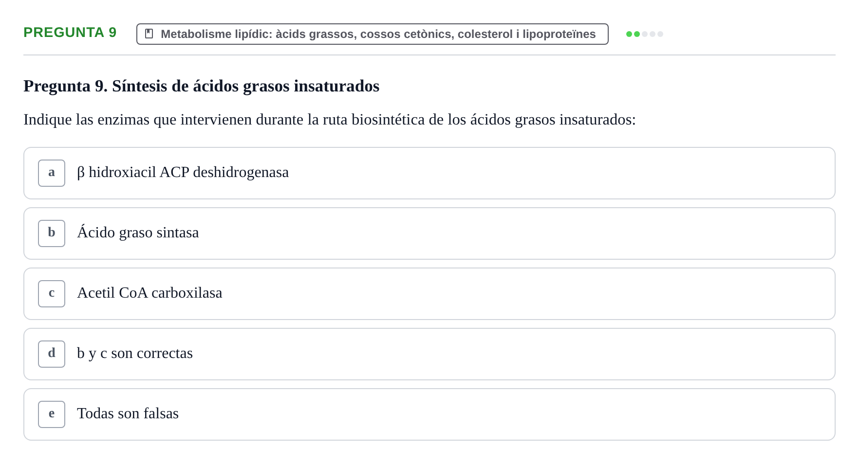 Enunciado: Pregunta 9 · Bioquímica i Biologia Molecular URV 2014