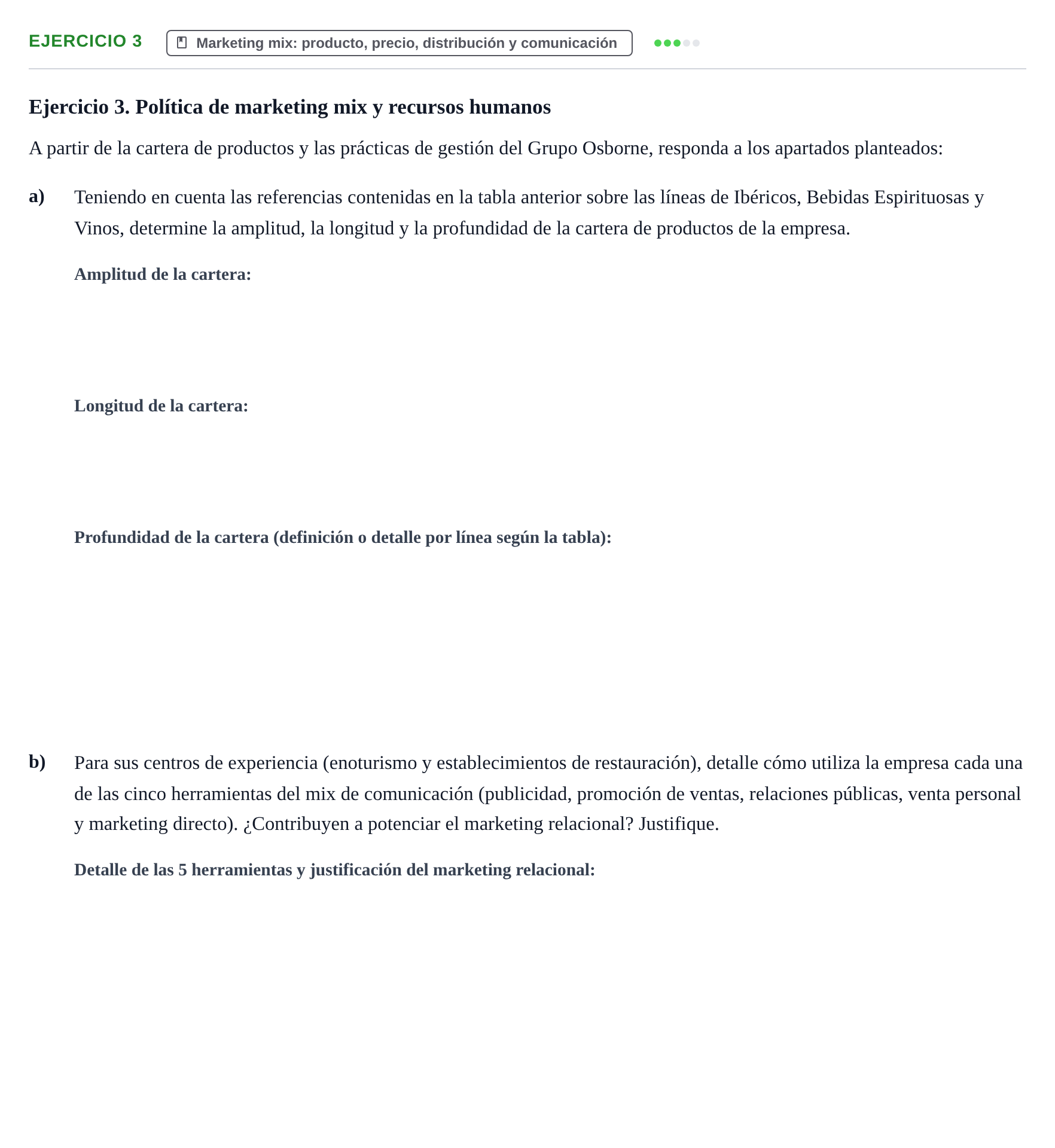 Enunciado: Ejercicio 3 - Marketing mix