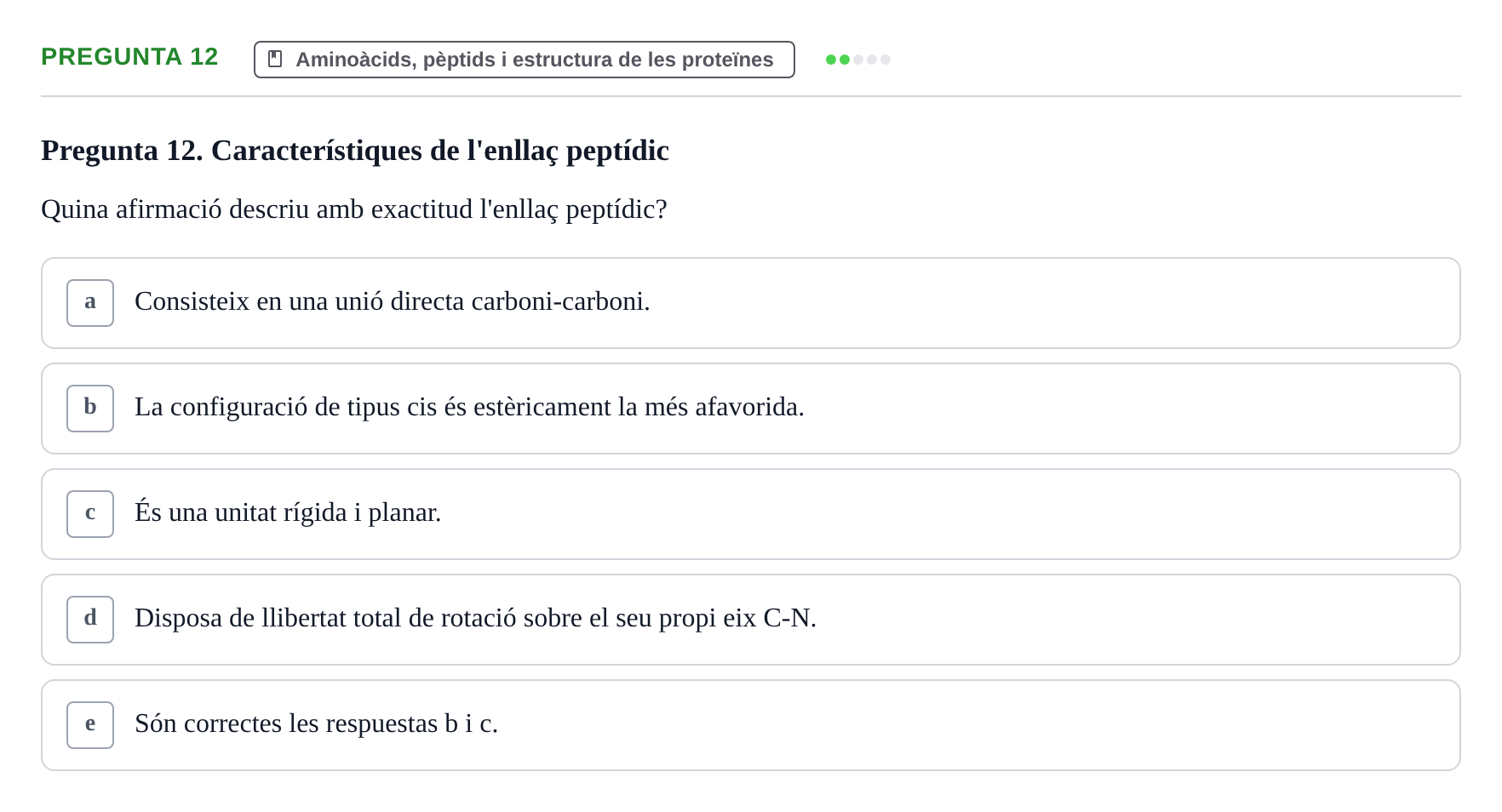 Enunciado: Pregunta 12 · Bioquímica i Biologia Molecular URV 2011