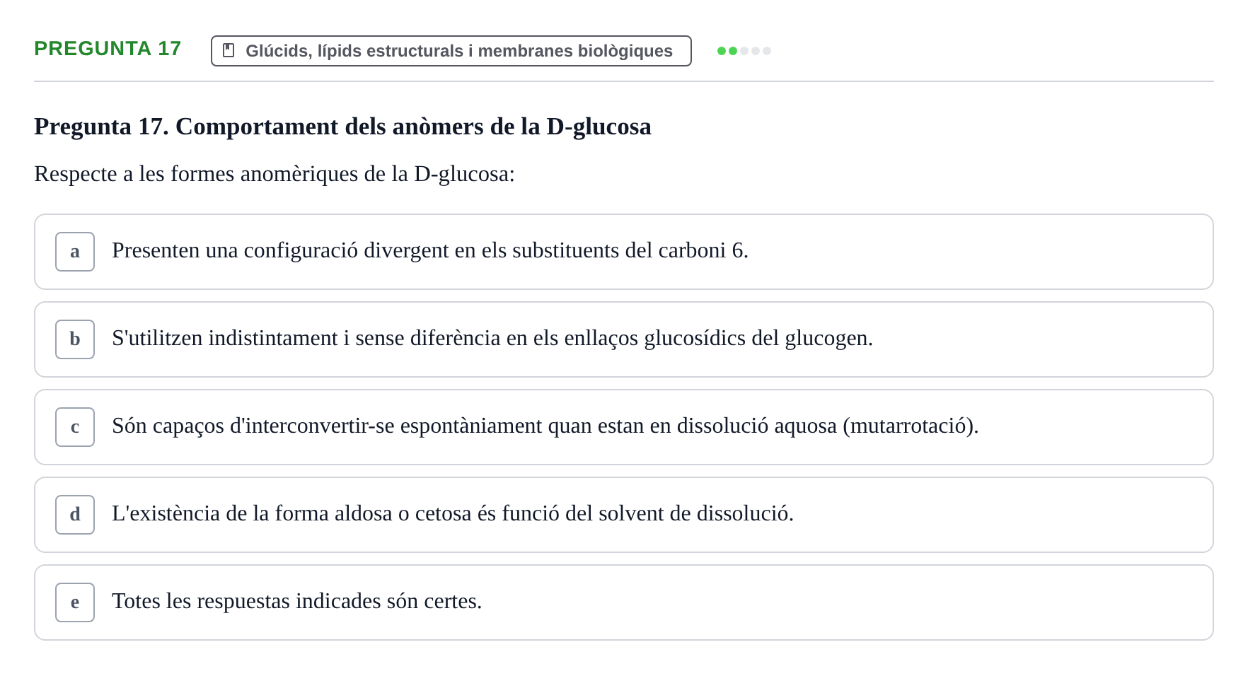 Enunciado: Pregunta 17 · Bioquímica i Biologia Molecular URV 2011
