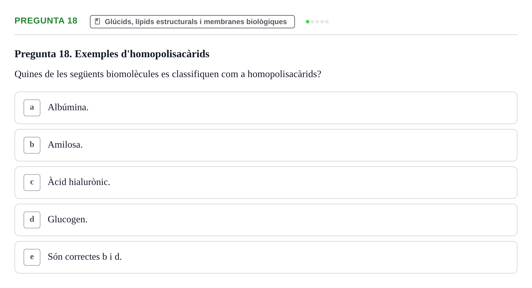 Enunciado: Pregunta 18 · Bioquímica i Biologia Molecular URV 2011