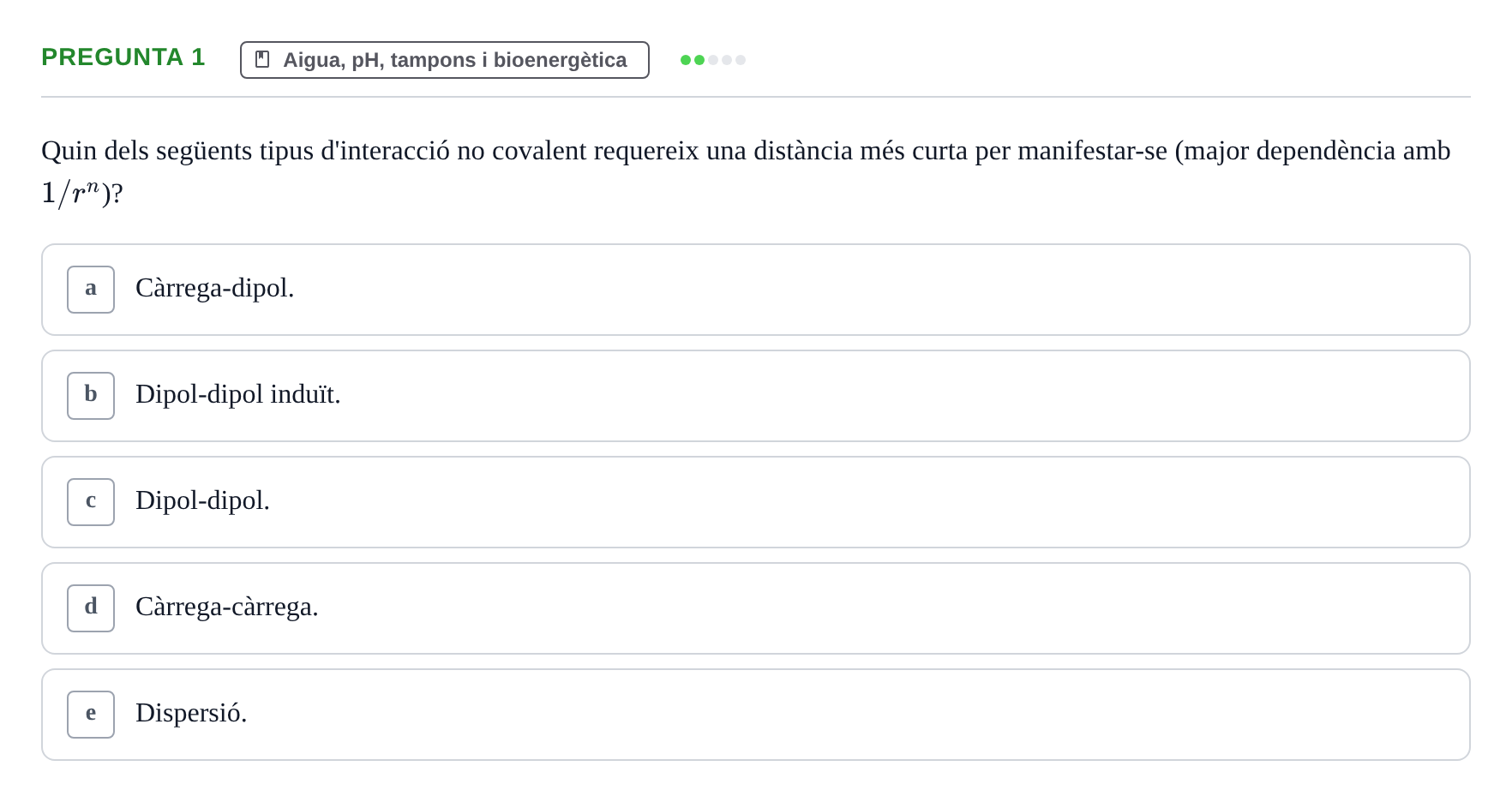 Enunciado: Pregunta 1 · Bioquímica i Biologia Molecular URV 2011