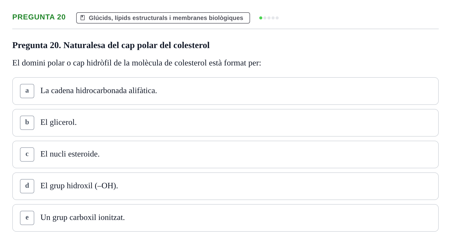 Enunciado: Pregunta 20 · Bioquímica i Biologia Molecular URV 2011