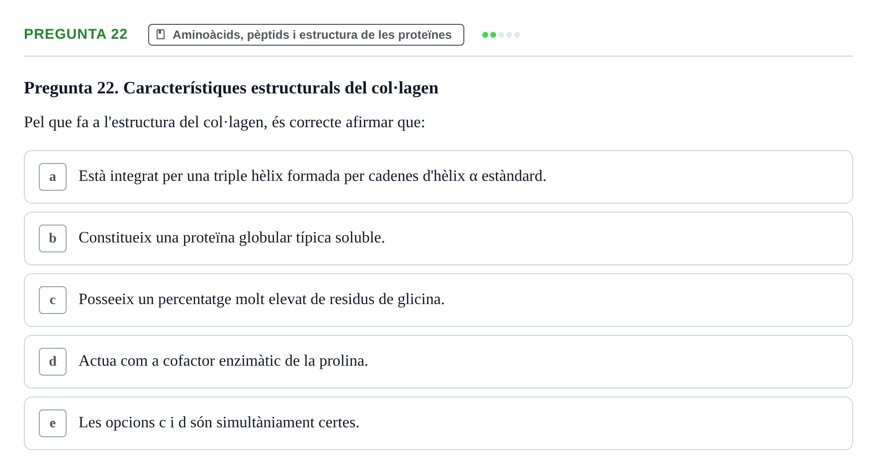 Enunciado: Pregunta 22 · Bioquímica i Biologia Molecular URV 2011